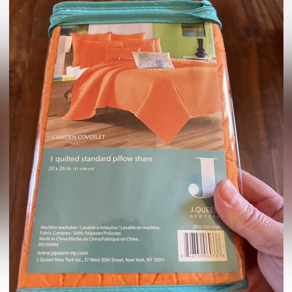 J. Queen New York Standard Pillow Sham ORANGE Camden Coverlet Quilted Colorful